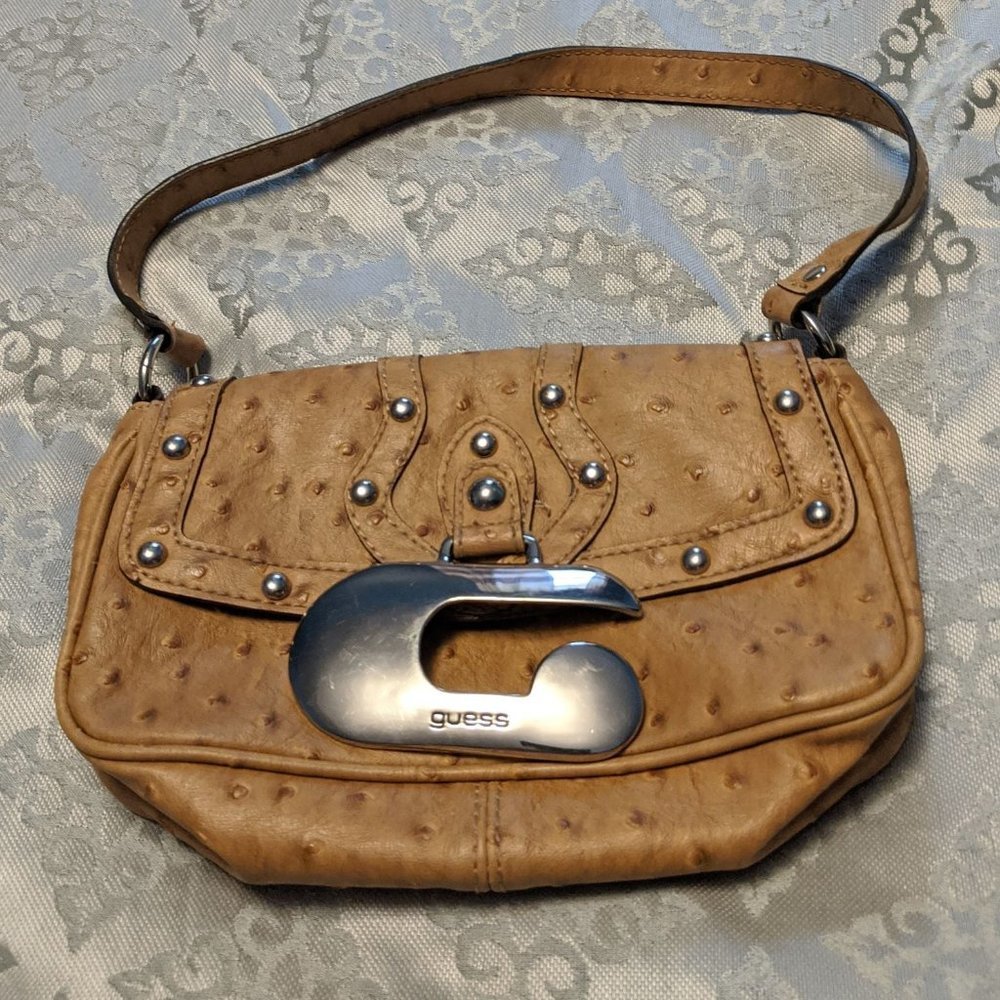 GUESS mini handbag clutch leather brown